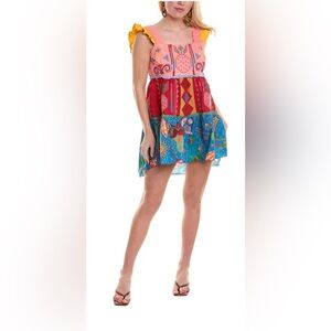 FARM RIO EMBROIDERED MINI DRESS
